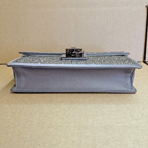Oscar de la Renta Alibi Slim Crystal Pave Satin Shoulder Bag - Gray - Picture 6 of 9